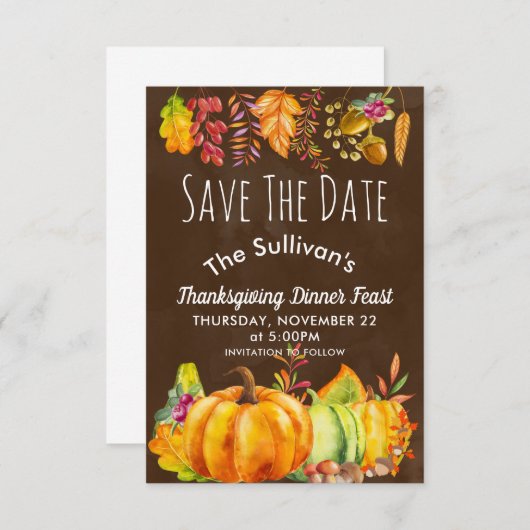 Save The Date Citrouilles et congés d'automne Bordure Enregistre (Devant / Derrière)