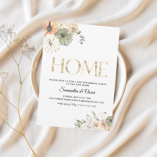 Save The Date Citrouilles et fleurs d'aquarelle modernes