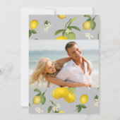 Save The Date Citrus citron feuillage floral Gris jaune Photo (Dos)