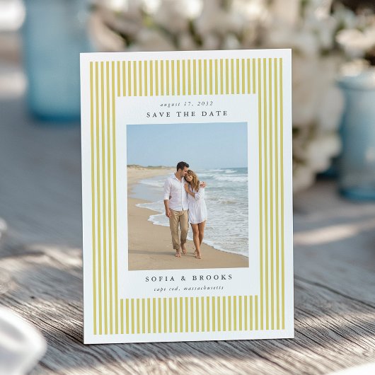 Save The Date Citrus | Classic Pinstripe Photo Wedding