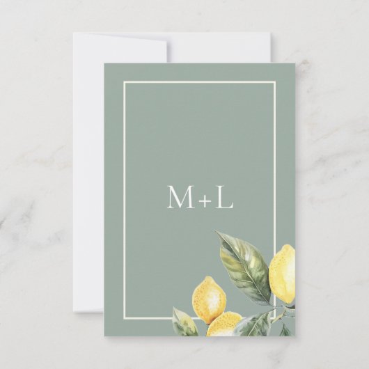 Save The Date Citrus de citron Élégant Mariage méditerranéen (Dos)