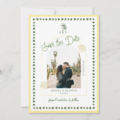 Save The Date Citrus Yellow Coastal Palm Tree Seashell Wedding (Devant)