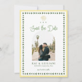 Save The Date Citrus Yellow Coastal Seashell Monogram Wedding (Devant)