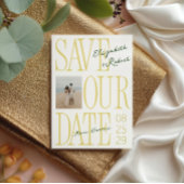 Save The Date Citrus Yellow & Green Typography Stylish Wedding
