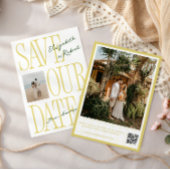 Save The Date Citrus Yellow & Green Typography Stylish Wedding