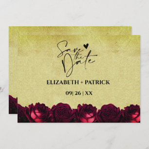 Save The Date Clair minimaliste, roses rouges, vintage