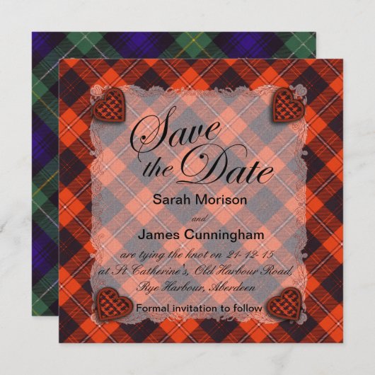 Save The Date Clan écossais de Cunningham tartan - Plaid (Devant / Derrière)