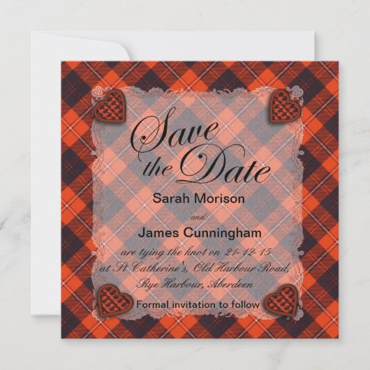 Save The Date Clan écossais de Cunningham tartan - Plaid (Devant)