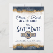 Save The Date Classe Bleu et Or Marine (Devant)