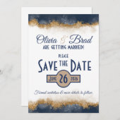 Save The Date Classe Bleu et Or Marine (Devant / Derrière)