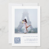 Save The Date Classé Français Bleu Floral Crest Mariage Photo (Dos)