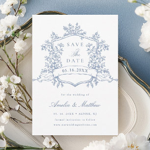 Save The Date Classic Bloom Garden Dusty Blue Mariage