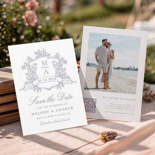 Save The Date Classic Bloom Garden Lavender Wedding Photo 