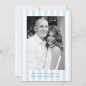 Save The Date Classic Blue Stripes Photo Wedding (Dos)