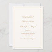 Save The Date Classic Border Ivory and Gold Timeless Wedding (Devant)