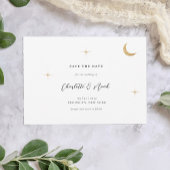 Save The Date Classic Celestial Gold Moon Stars Mariage