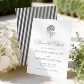 Save The Date Classic Charcoal Hydrangea Wedding