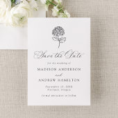 Save The Date Classic Charcoal Hydrangea Wedding