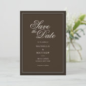 Save The Date Classic Dark Brown Old Money Wedding (Debout devant)