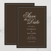 Save The Date Classic Dark Brown Old Money Wedding (Devant / Derrière)