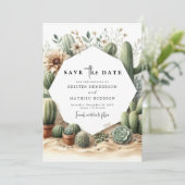 Save The Date Classic Earthy Cactus Mariage (Debout devant)