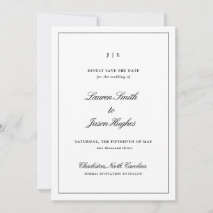 Save The Date Classic Élégant Calligraphie Monogramme Mariage