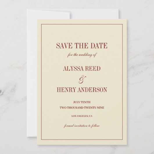 Save The Date Classic Elegant Ivory Monogram Script Wedding (Devant)