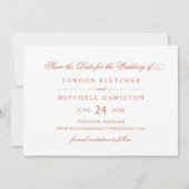 Save The Date Classic Élégant Mariage orange en terre cuite (Devant)