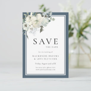 Save The Date Classic Elegant Marine Bleu Floral