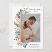 Save The Date Classic Elegant Peint Floral 2 Photo | BLANCHE (Devant)