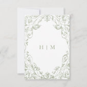 Save The Date Classic Elegant Sage Green Floral Frame Wedding (Dos)