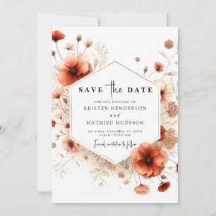 Save The Date Classic Floral Terracotta Mariage