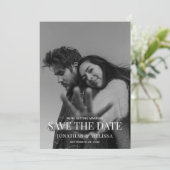 Save The Date Classic Formal Black & White Overlay Photo Wedding (Debout devant)