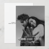 Save The Date Classic Formal Black & White Overlay Photo Wedding (Devant / Derrière)