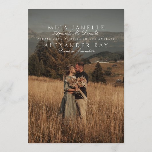 Save The Date Classic Formel Sage Green Noms Photo QR Code (Devant)