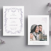 Save The Date Classic French Victorian Blue Floral Wedding Photo