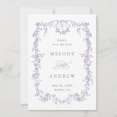 Save The Date Classic French Victorian Blue Floral Wedding Photo (Devant)