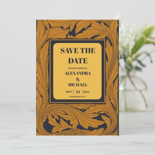 Save The Date Classic Gold Art Nouveau Mariage (Debout devant)
