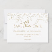 Save The Date Classic Gold Greenery Mariage Photo Enregistrer la (Devant)