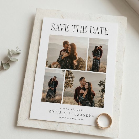 Save The Date Classic Headline Photo Collage Wedding