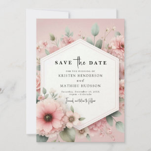 Save The Date Classic minimaliste Mariage rose
