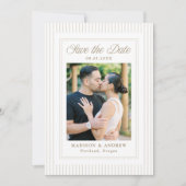 Save The Date Classic Neutral Stripes Photo Wedding (Devant)