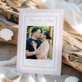 Save The Date Classic Pink Stripes Photo Wedding