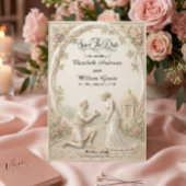 Save The Date Classic Romantic Garden Scene