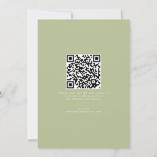 Save The Date Classic Sage Enregistrer La Date Non Photo QR Code (Dos)