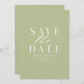 Save The Date Classic Sage Enregistrer La Date Non Photo QR Code (Devant / Derrière)