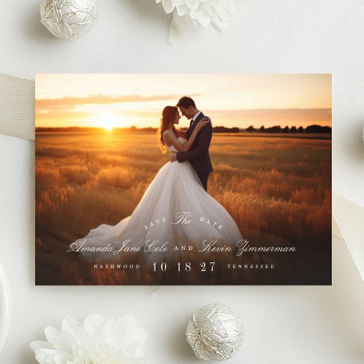 Save The Date Classic Sage Green Names Photo QR Code Site Web