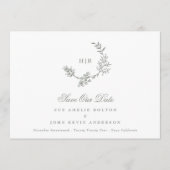 Save The Date Classic Sage Vert Monogramme Mariage de couronne Q (Devant)