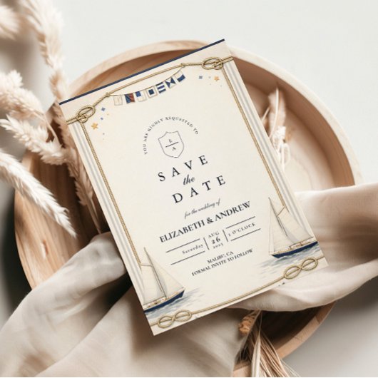 Save The Date Classic Sailboat Coastal Wedding