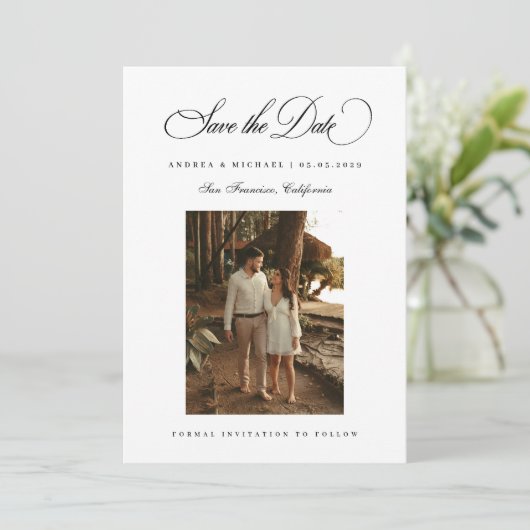Save The Date Classic Script Minimal Photo 2026 Wedding (Debout devant)